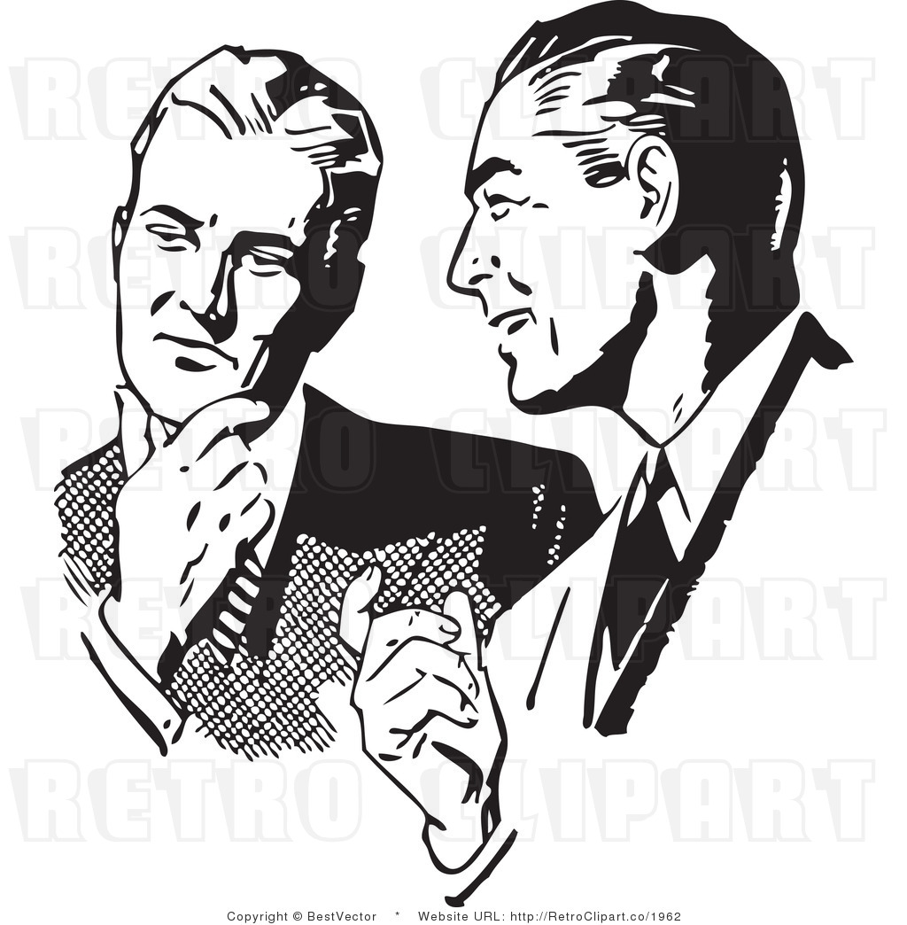 And White Retro Vector Clip Art Of Men Talking By Bestvector    1962
