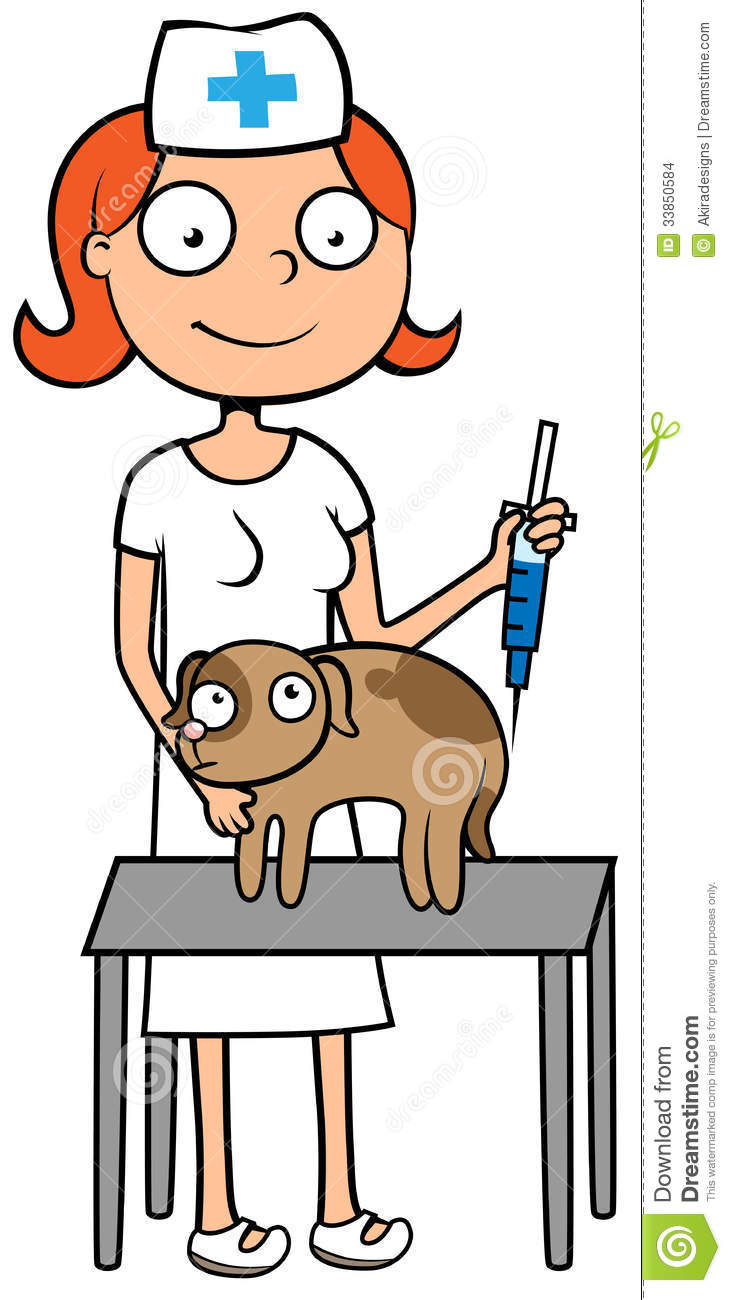 Cartoon Vector Illustration Of Female Vet Doctor Or Nurse With Scared
