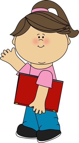 Clipart Girl Girl Carrying Book And Waving Png