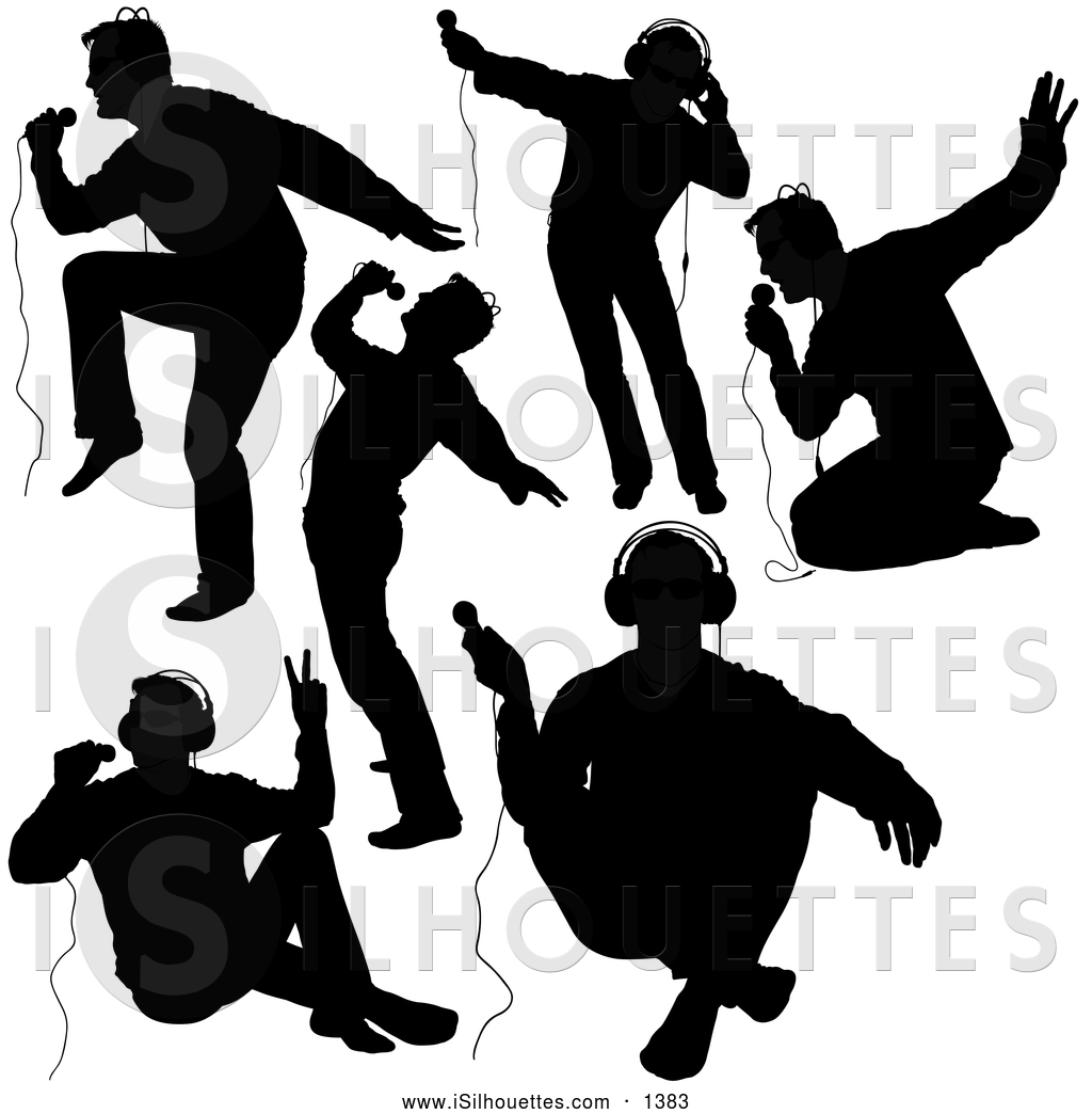 Clipart Of Black Silhouetted Male Singers By Dero    1383