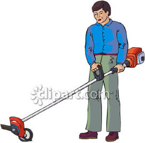 Man With A Weed Eater Or Edger Royalty Free Clipart Picture