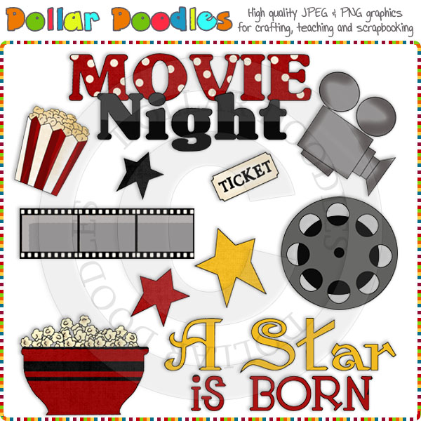 Movie Night Clip Art Download     1 00   Dollar Doodles