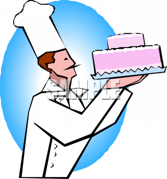 Pastry Chef Holding A Pink Layer Cake Clipart Image   Foodclipart Com