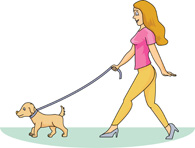 Woman Walking Dog Clip Art