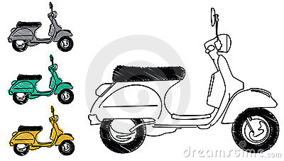 Illustrations Of The Italian Retro Scooter   Vector Eps File