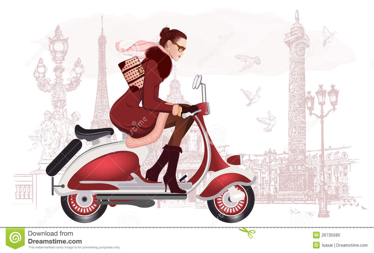 Woman Riding A Scooter Stock Photo   Image  26735580