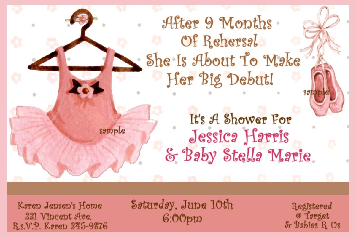 Ballerina Baby Shower Invitations Template   Best Template Collection