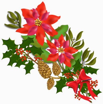 Christmas Bouquet Clip Art Image Containing Poinsettias Holly