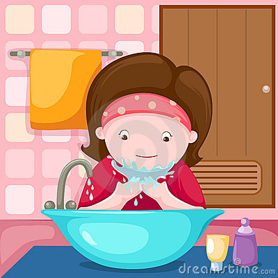 Washing Face Clip Art Girl Washing Her Face Bathroom