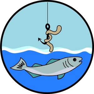 Cute Puffer Fish Clipart Fish Swimming Underneath A Worm On A Hook