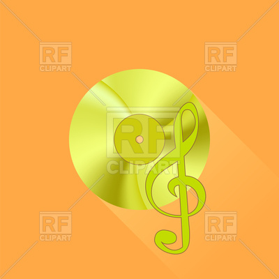 Gold Disc And Treble Clef Icon 90705 Download Royalty Free Vector