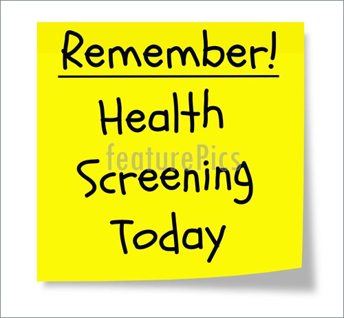 Illustration Of Remember Health Screening Today Written On A Yellow