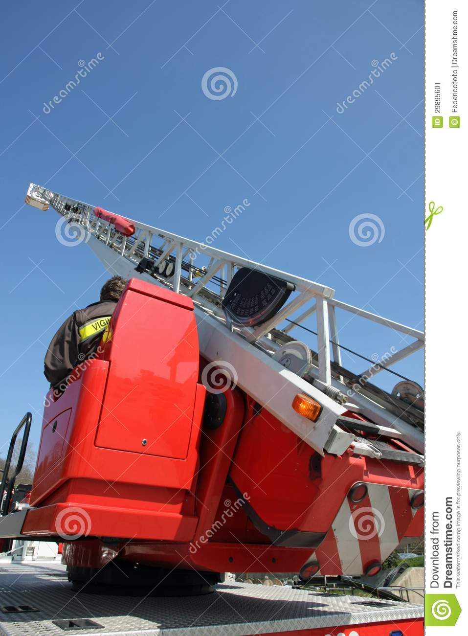 Platform Of A Fire Truck During A Practice Session In The Fireho Stock