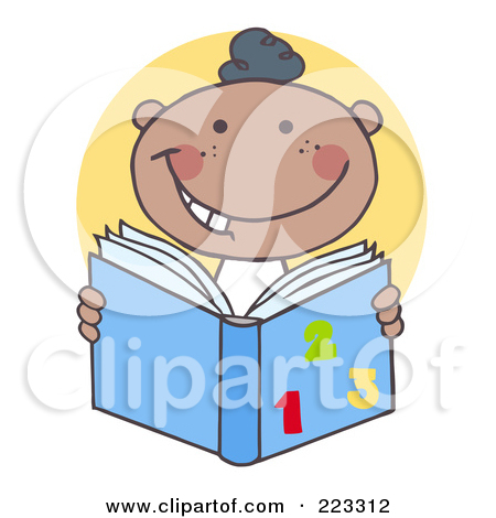 Clipart Illustration Of A Happy African School Boy Reading A Math Book