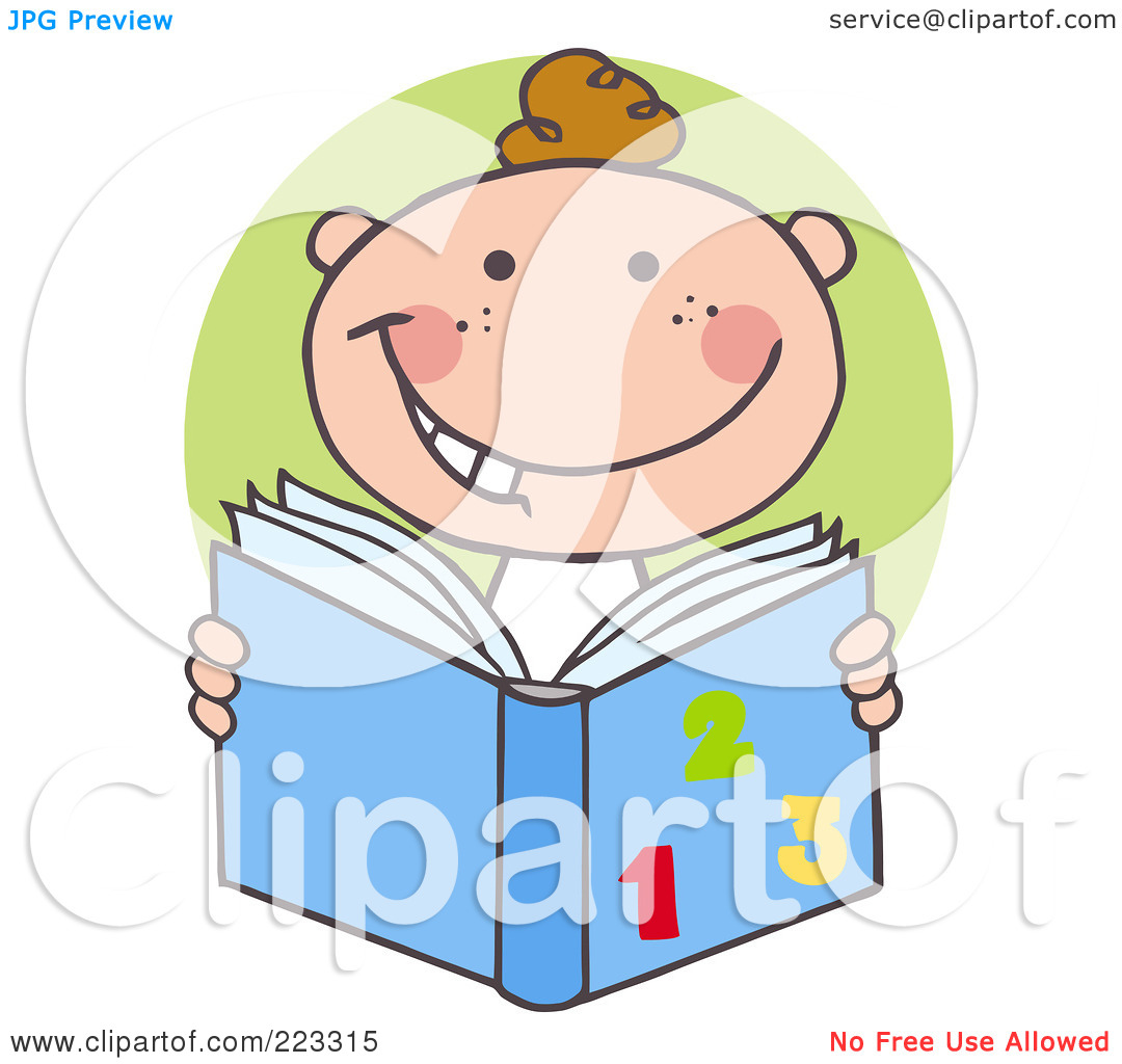 Clipart Illustration Of A Happy White School Boy Reading A Math Book