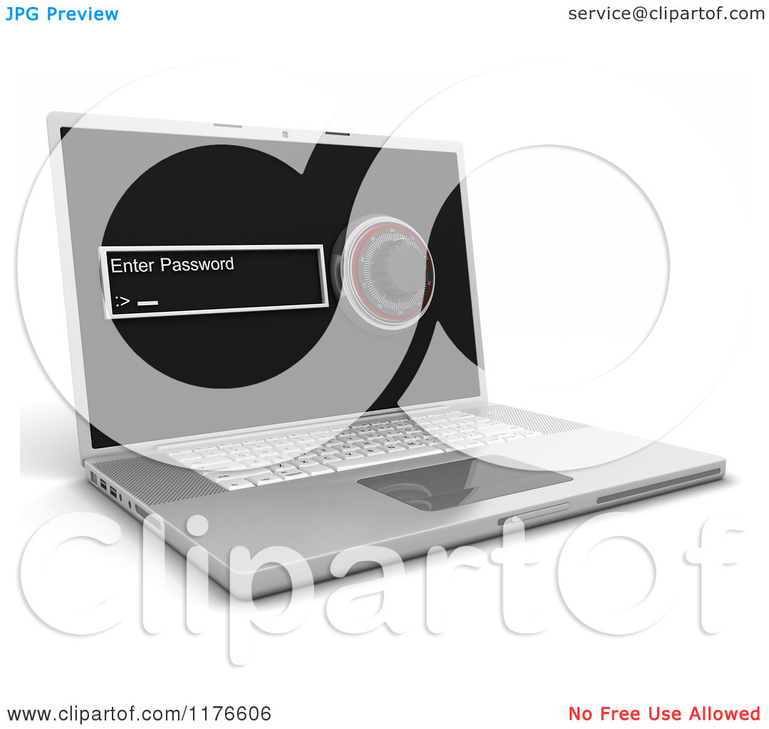 Combination Lock Clipart Clipart Of A 3d Laptop Computer With A