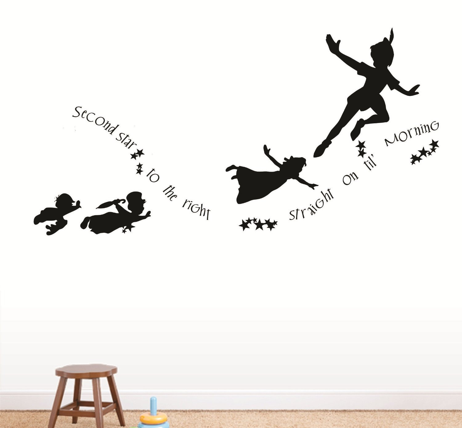 Peter Pan And Wendy Flying Silhouette Tattoo Peter Pan Never Grow Up