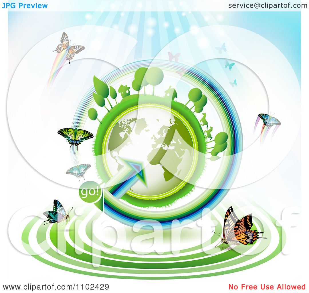 Clipart Butterfly Trail And Globe Background 1   Royalty Free Vector