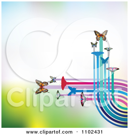 Clipart Butterfly Trail Background 3   Royalty Free Vector