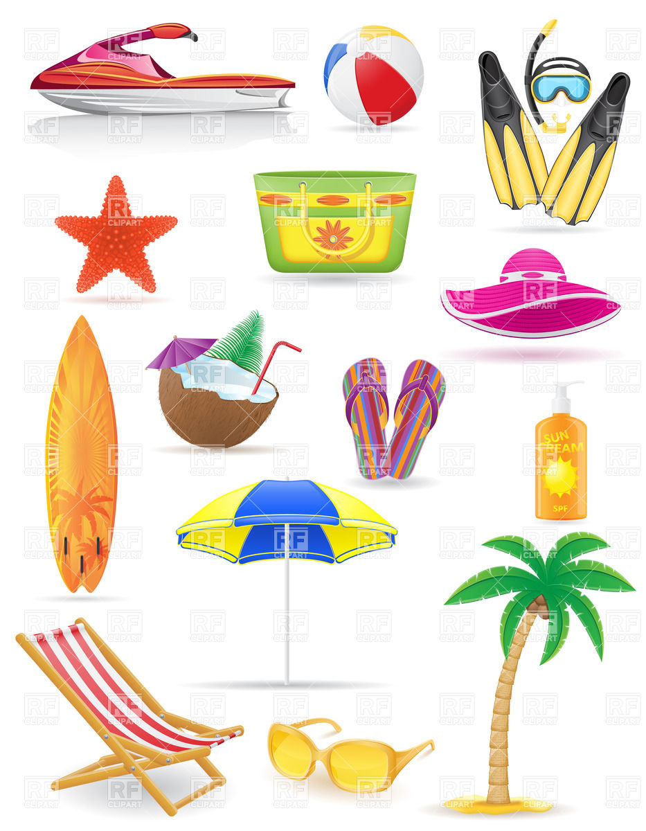 Summer Vacation   Icons Of Beach Attributes Holiday Download Royalty