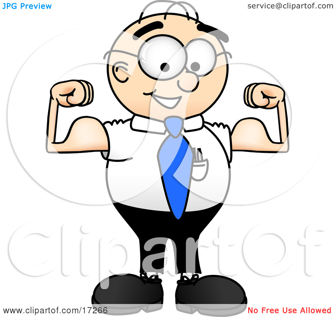 Clipart Picture Of A Strong Male Caucasian Office Nerd Business Man