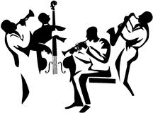 Jazz Clipart Jazz Quartet Stylized Musicians Silhouettes Upright Bass