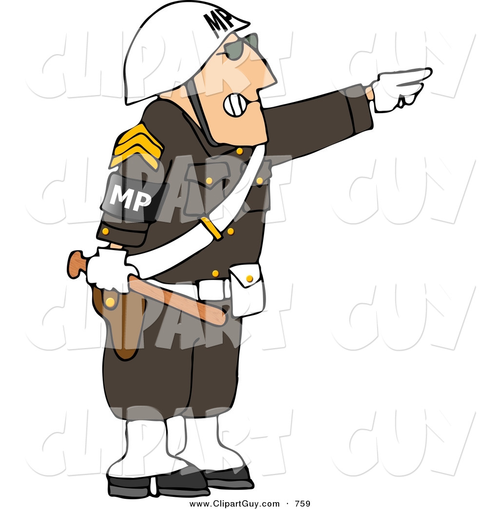 Larger Preview  Clip Art Of An Angry Male Military Police Officer