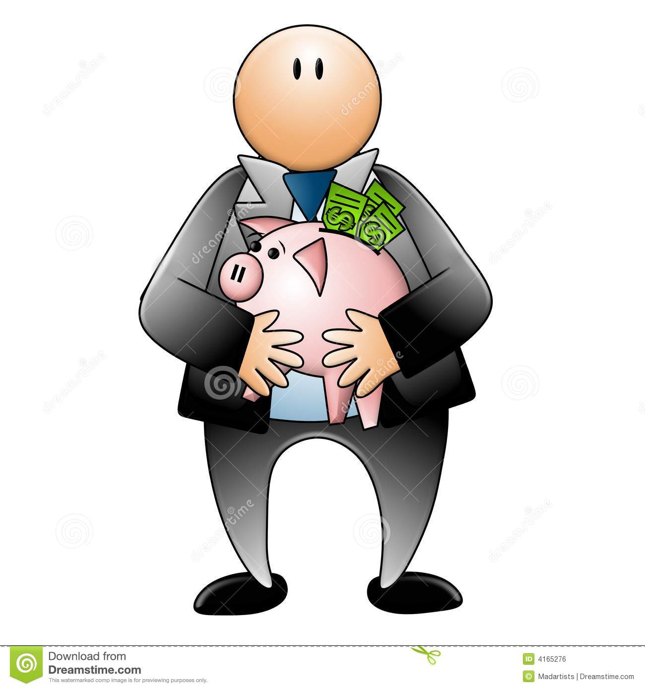 Man Holding Piggy Bank Dollar Bills Royalty Free Stock Image   Image