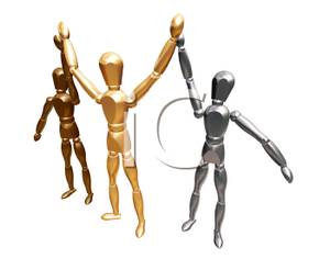 Three 3d Men Giving The High Five   Royalty Free Clipart Picture