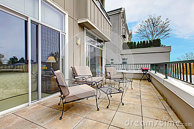 Balcony With Furniture In New Apartment Building  Stock Images   Image