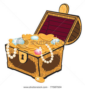 Decorated Treasure Chest With Gold And Jewels Clip Art Image