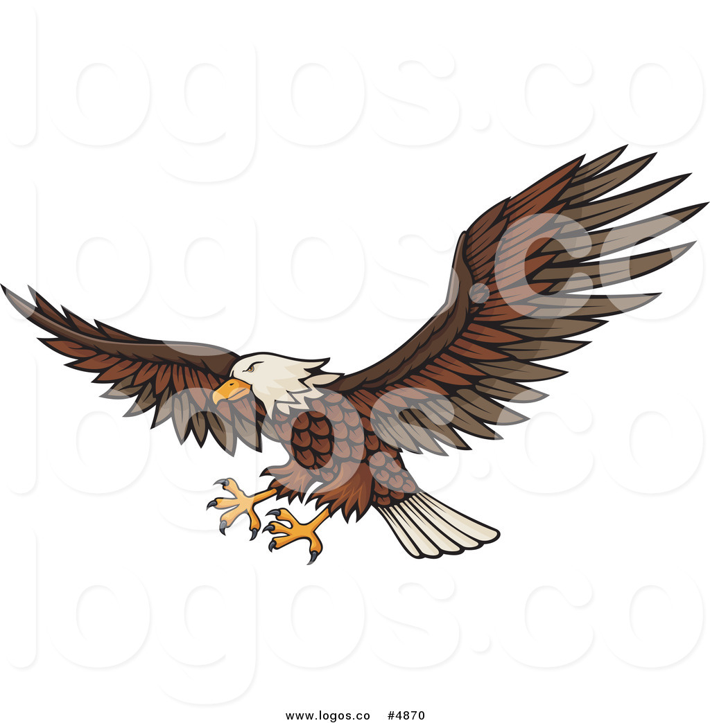 Royalty Free Vector Of A Flying Bald Eagle With Extended Feet Logo By