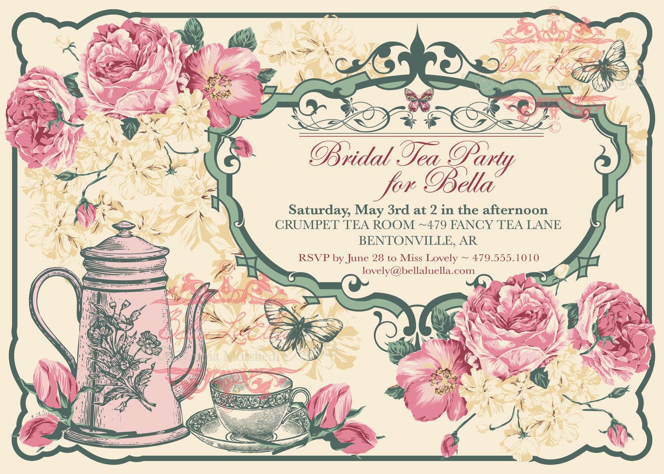 Tea Party Invitation Bridal Tea Party Garden Tea By Bellaluella