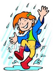 Happy Little Girl In The Rain   Royalty Free Clipart Picture