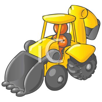 Orange Man Character Driving A Backhoe Clip Art Image Is Available As