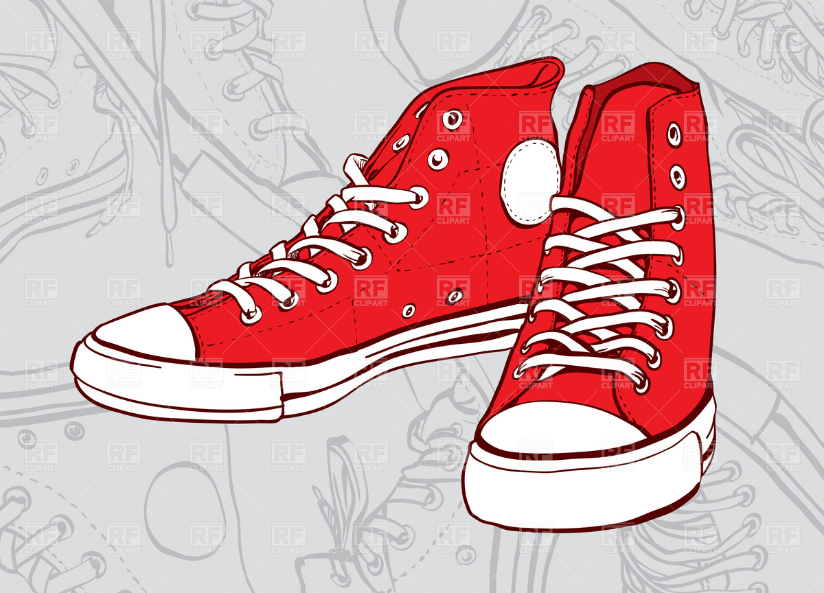 Red Sneakers Isolated On Gray Abstract Background Download Royalty