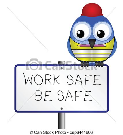 Clip Art Vector Of Health And Safety Message   Bird With Construction    