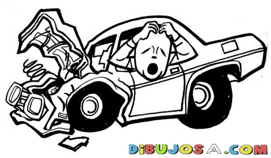Colorear Dibujos Varios   Accidente De Carro Dibujo De Un Choque Para