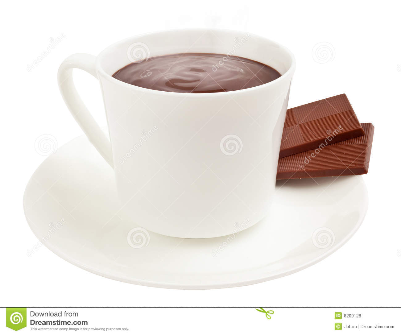 Cup Of Steaming Hot Cocoa With Chocolate Squares Royalty Free Stock    