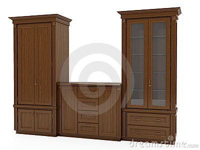 3d Illustration Of Classic Wooden Furniture On White Background