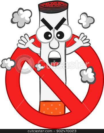 Clipart Smoking Ban Cartoon With An Angry Cigarette Mascot  By Emrah