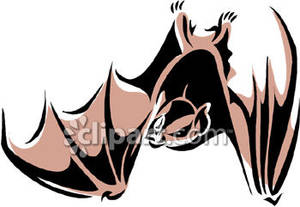 Scary Bat Upside Down Royalty Free Clipart Picture