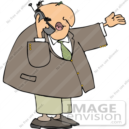 Aged Caucasian Business Man Talking On A Cell Phone Clipart By Djart