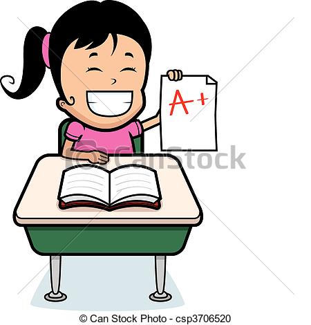 Clipart Of Student Grades   A Happy Cartoon Girl Student With Good