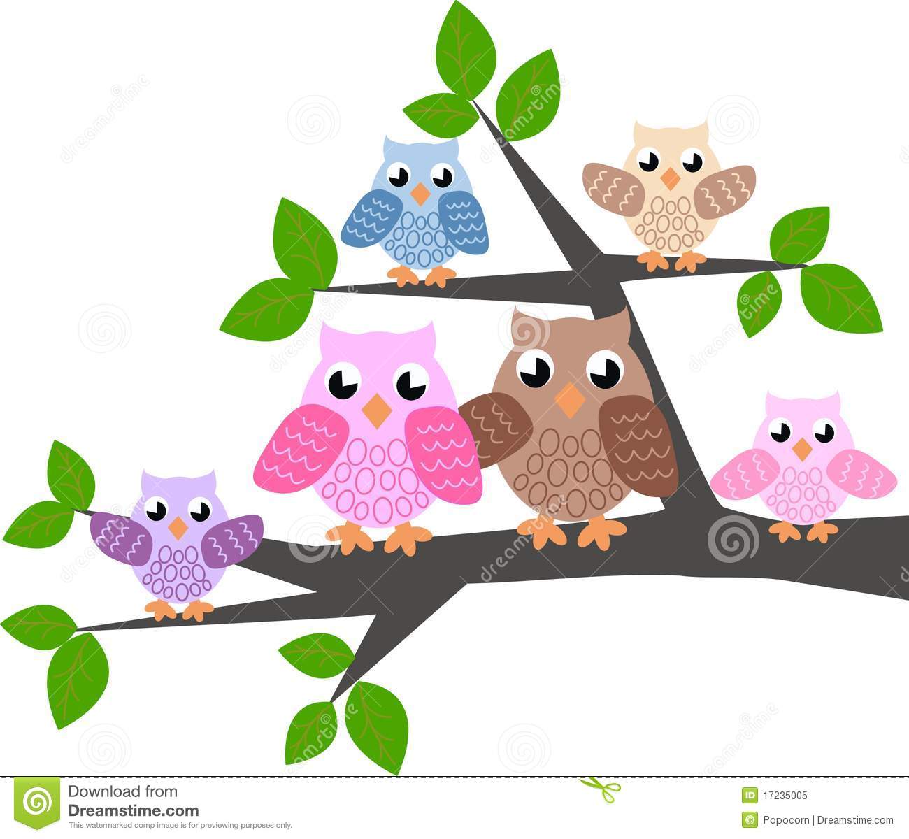 Cute Owl On Tree Clipart A Cute Owl Family Royalty Free