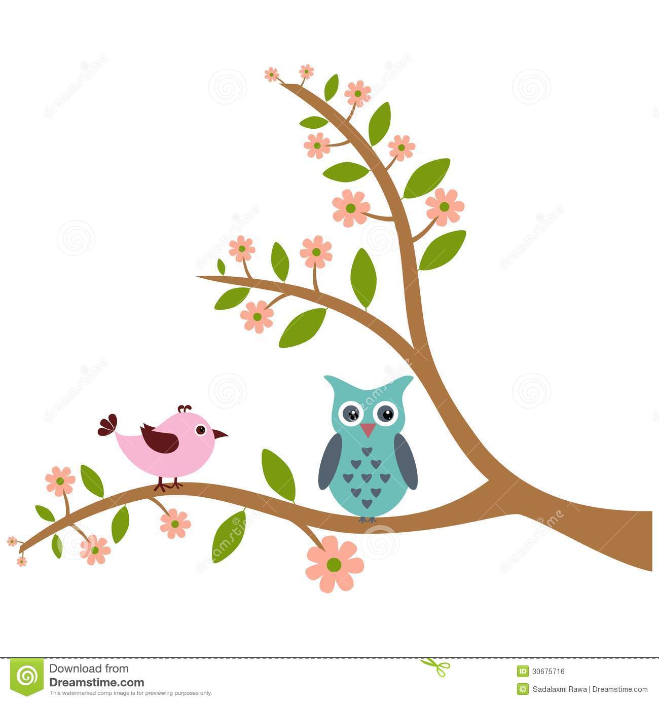 Cute Tree Clipart Cute Bird And Owl With Tree