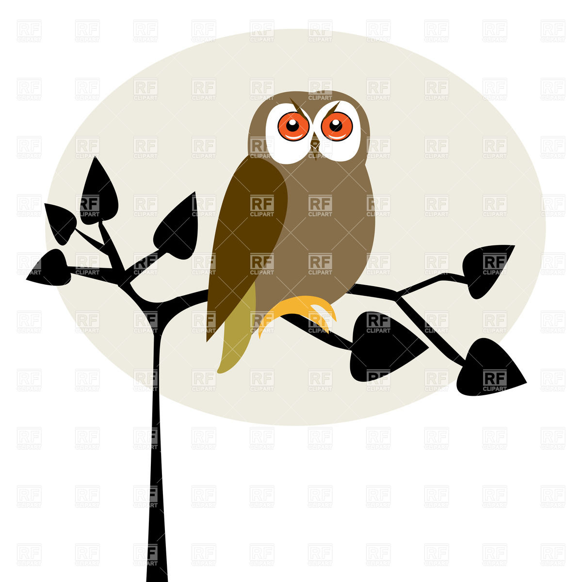 Funny Owl On Tree Download Royalty Free Vector Clipart  Eps