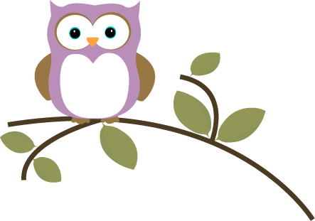 Owl On A Leafy Branch Clip Art Image   Cute Purple Owl Sitting On A