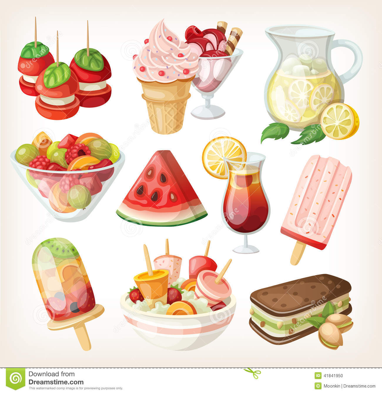 Set Of Cold Sweet Summer Food Stock Vector   Image  41841950