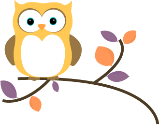 Yellow Owl On A Branch Clip Art Image   Yellow Owl On A Tree Branch
